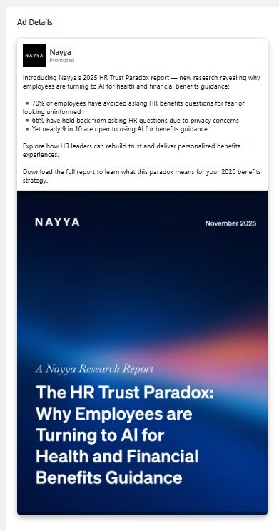 Nayya LinkedIn document ad variant leading with survey statistics